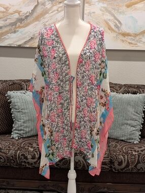 Boutique Floral Multi Print Scarf Kimono Cover-Up